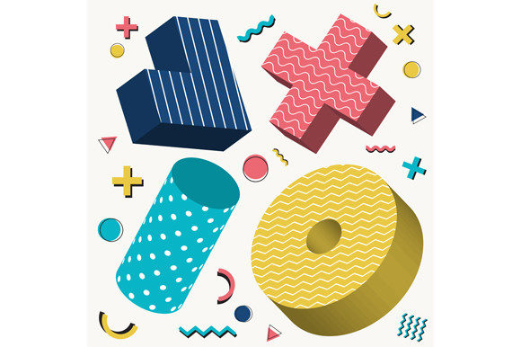 3D Objects Geometric Design Pattern for Creative Projects