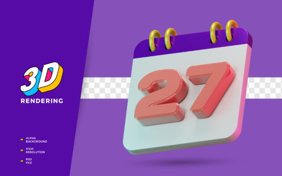 3D Render Symbol Calendar Date Number 27: Elevating Your Visual Planning and Creative Projects