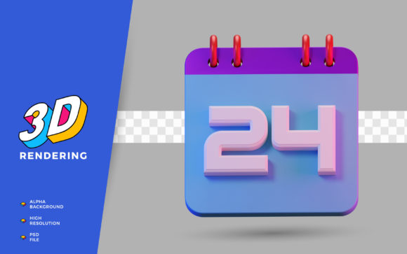 3D Render Symbol Calendar of Number 24: Elevating Daily Planning with Modern Design