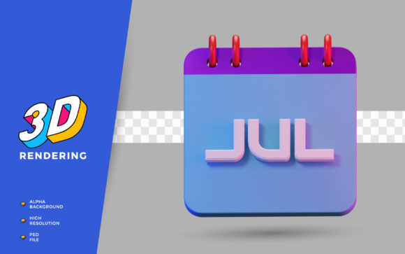 3D Render Symbol of Calendar July