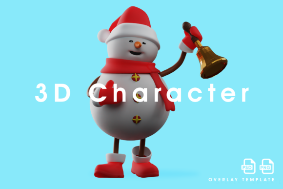 3D Snowman Cartoon Design Ringing a Bell