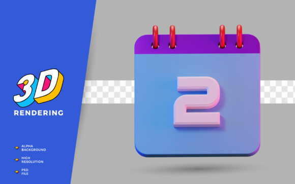 Elevate Your Planning with the 3D Render Symbol Calendar of Number 2