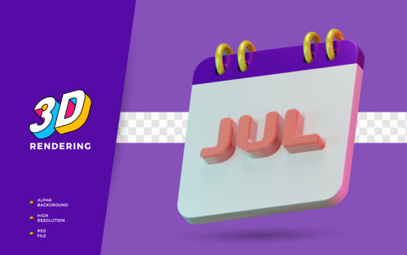 Enhancing Visual Planning with July Calendar Month 3d Rendering Assets