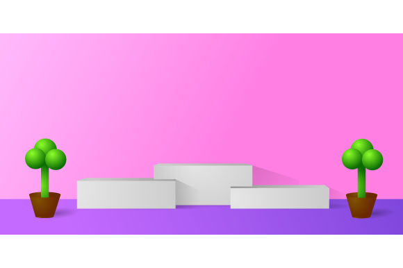 Marble Podium with Realistic 3d Plant