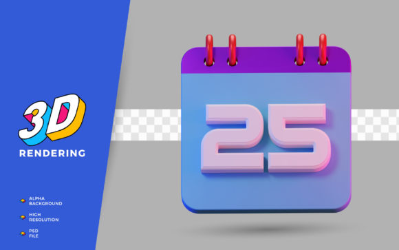 Master Your Schedule with the 3D Render Symbol Calendar of Number 25