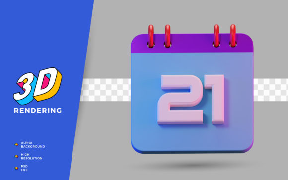Master Your Schedule with the 3D Render Symbol Calendar of Number 21